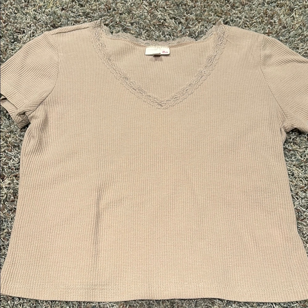 Beige V-Neck Juniors Top
